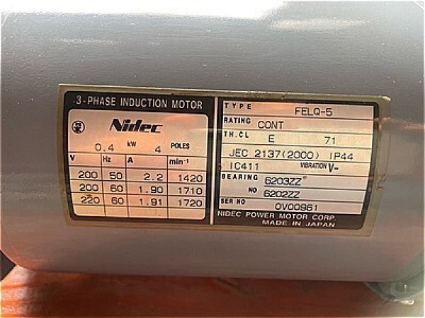 画像4: 【商品番号：C3055】 　ニデック0.4kw-4P（フランジ）（未使用品） (4)